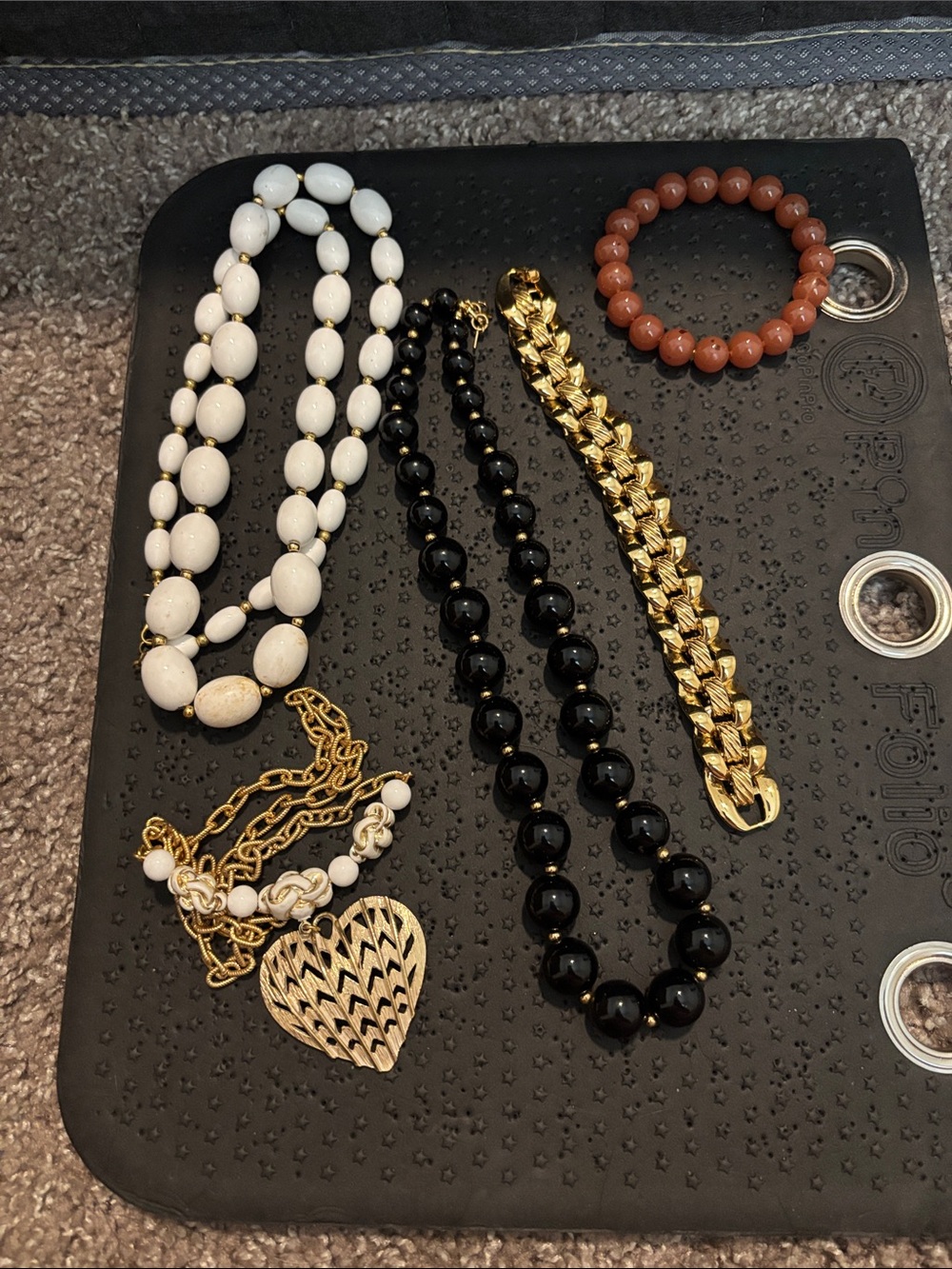 Gold and Black Statement Necklace Set - Women Costume Jewelry